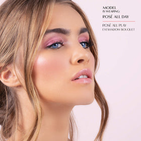 Swatched sample on skin to show color payoff from Physicians Formula Eyeshadow Bouquet.