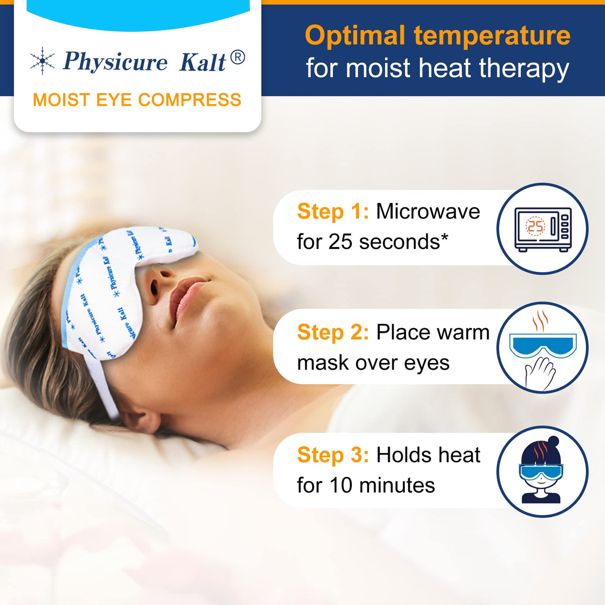 Physicure Kalt eye mask worn for ten minutes at home