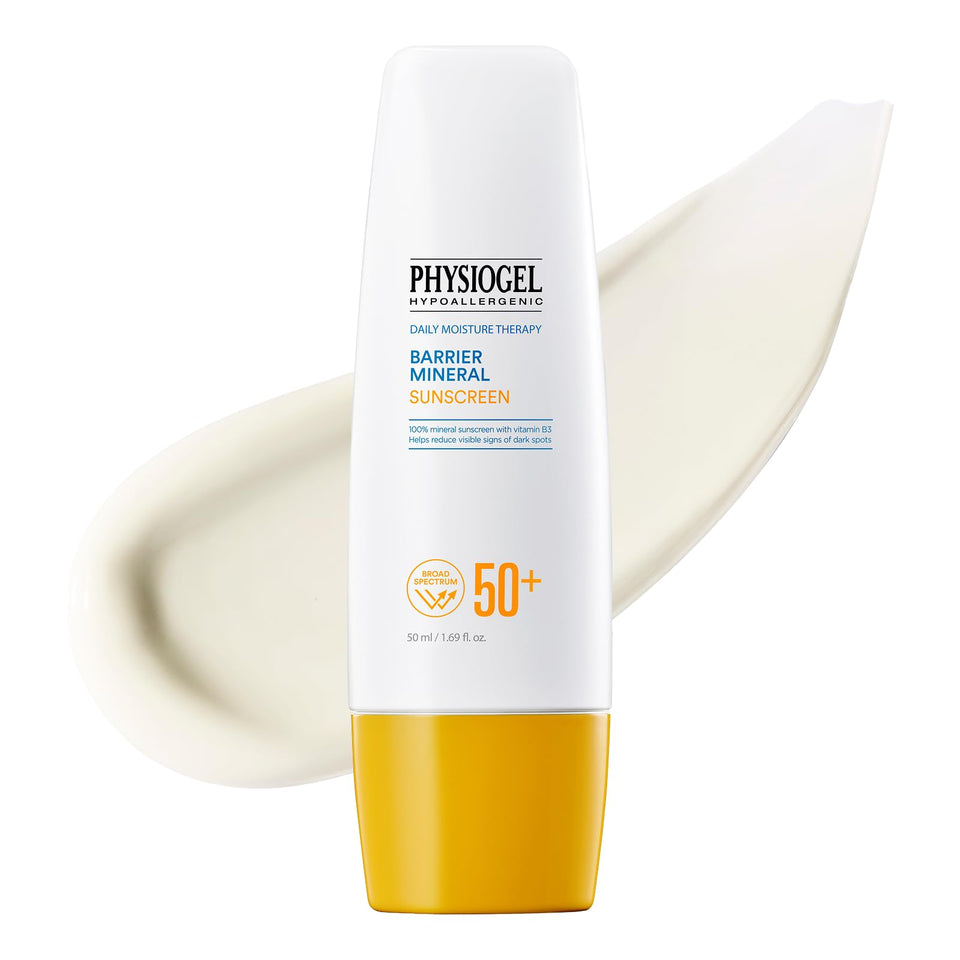 Physiogel lightweight mineral sunscreen bottle ready for daily application.