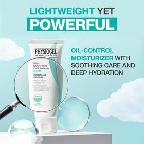 Physiogel Red Soothing Cica Balance Cream texture close-up for quick absorption.