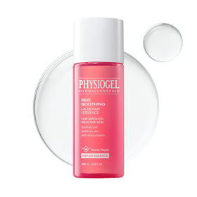 Physiogel Red Soothing Essence bottle close-up highlighting fragrance-free hydration