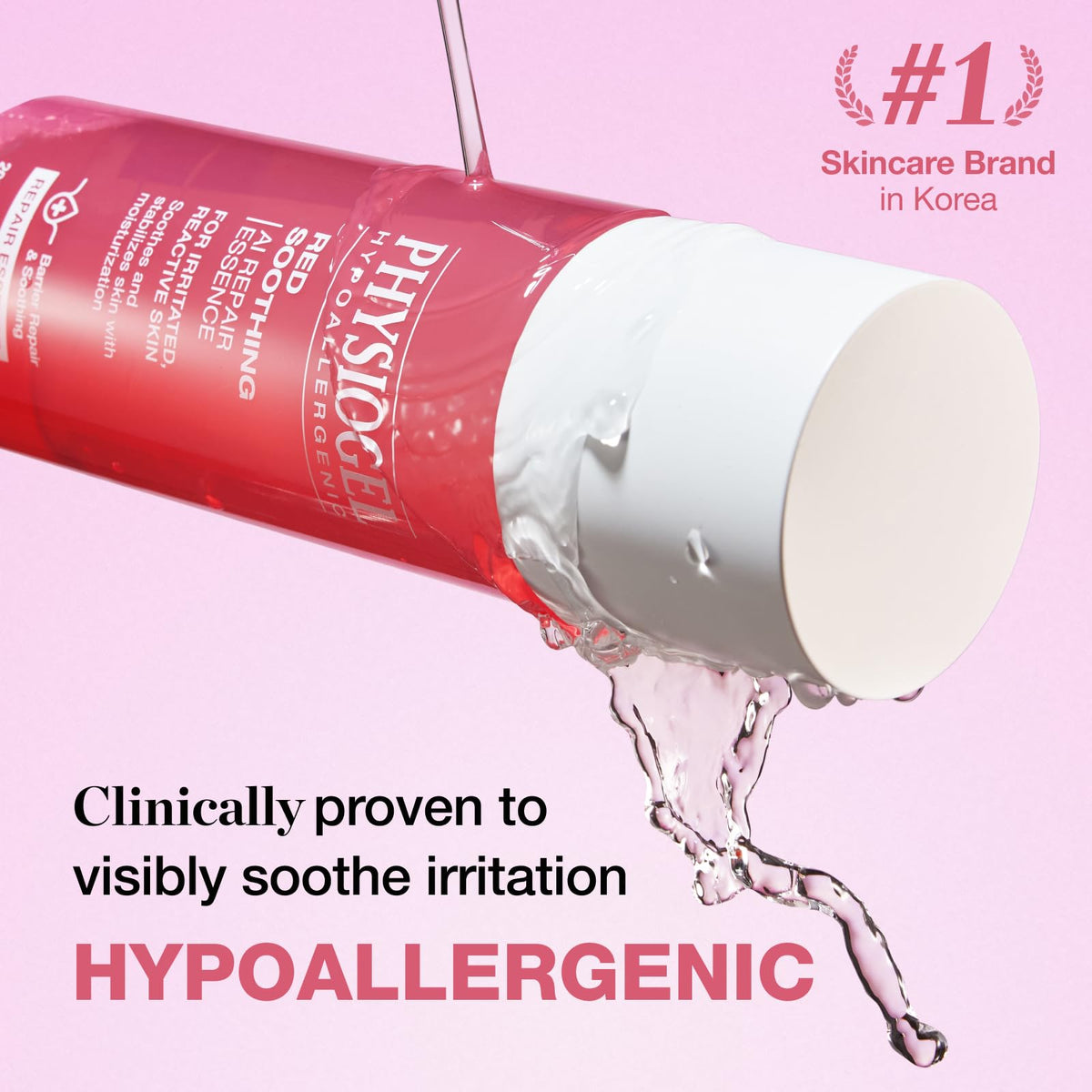 Physiogel Red Soothing Essence dispenser shot demonstrates easy, lightweight application