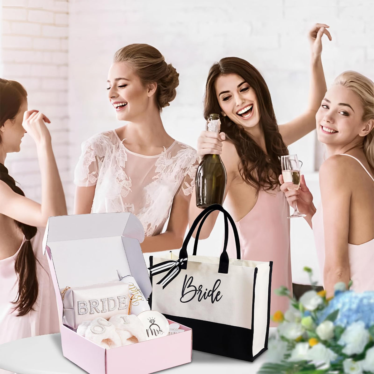 Physkoa bridal tote bag is roomy and chic for wedding-day essentials and gifts.
