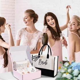 Physkoa bridal tote bag is roomy and chic for wedding-day essentials and gifts.