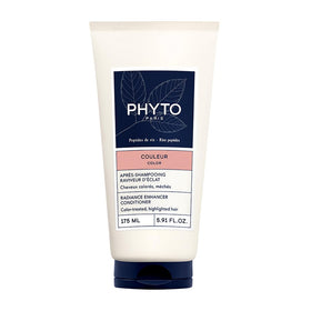 PHYTO COLOR Radiance Enhancer Conditioner bottle highlights detangling and color preservation.
