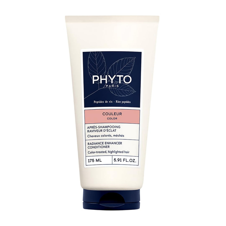 PHYTO COLOR Radiance Enhancer Conditioner bottle highlights detangling and color preservation.