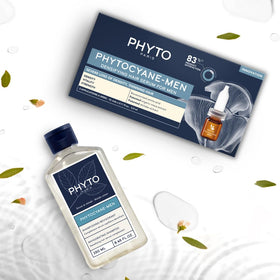 PHYTOCYANE bottle close-up showing natural-origin formula and premium packaging.