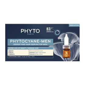 PHYTOCYANE serum application targeting thinning scalp for density improvement.
