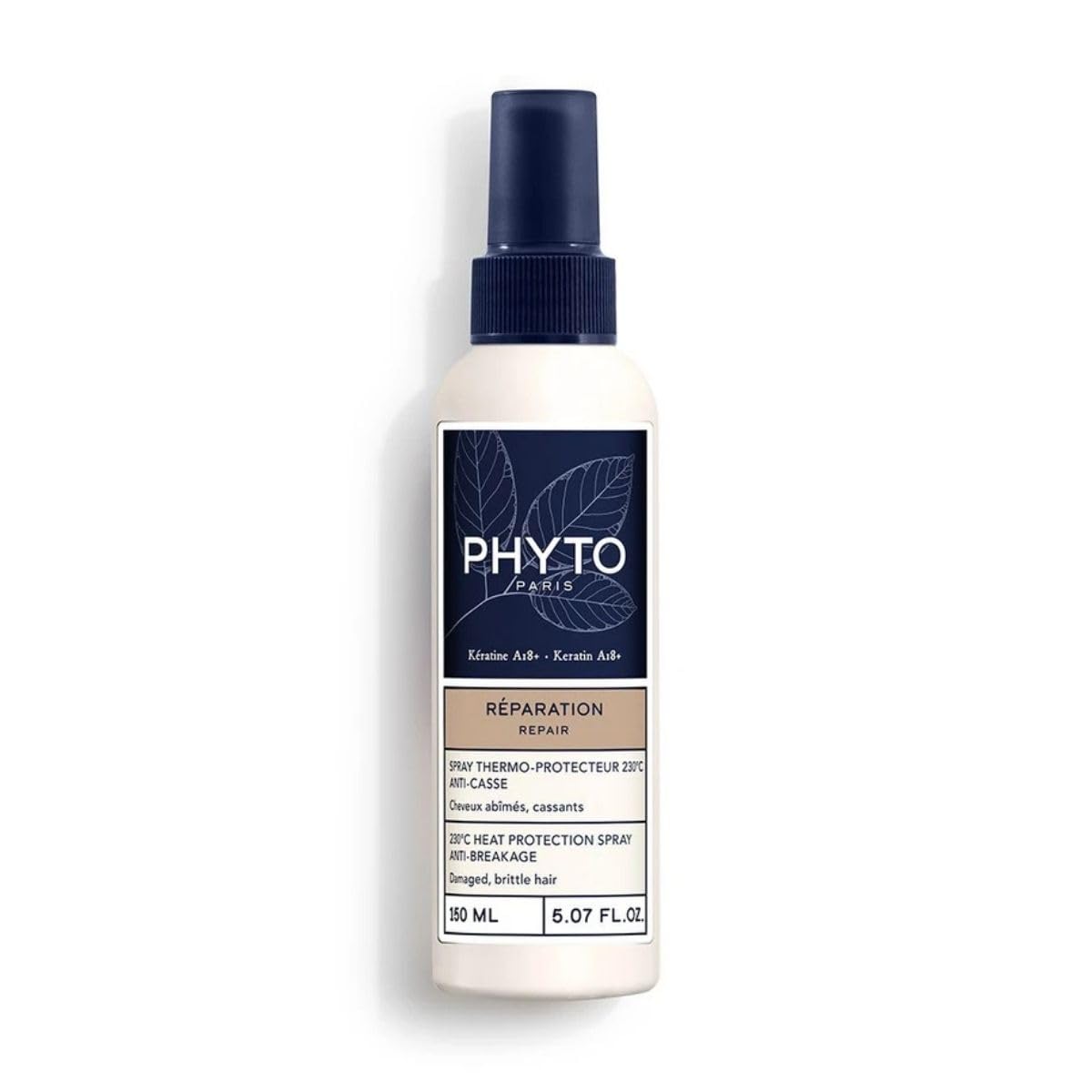 PHYTO Heat Protecting Spray bottle close-up showing sleek design and cap.