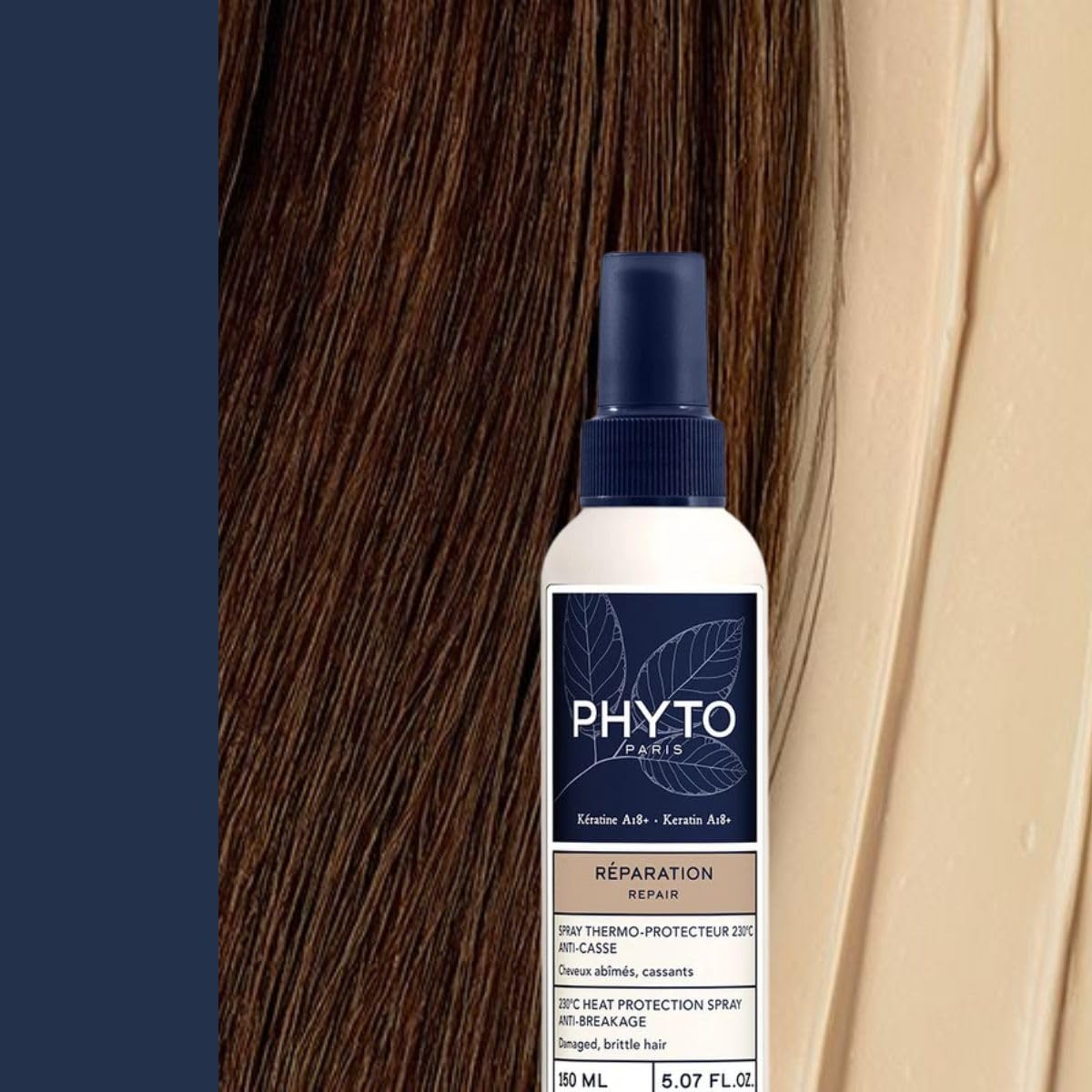 Final step in PHYTO REPAIR routine shown with spray on hair ends.