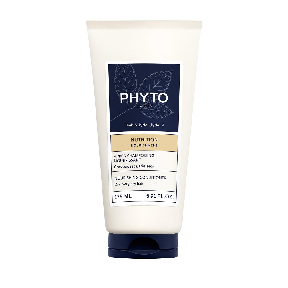 Phyto Nourishment Nourishing Conditioner bottle pour demonstrates easy, mess-free application.