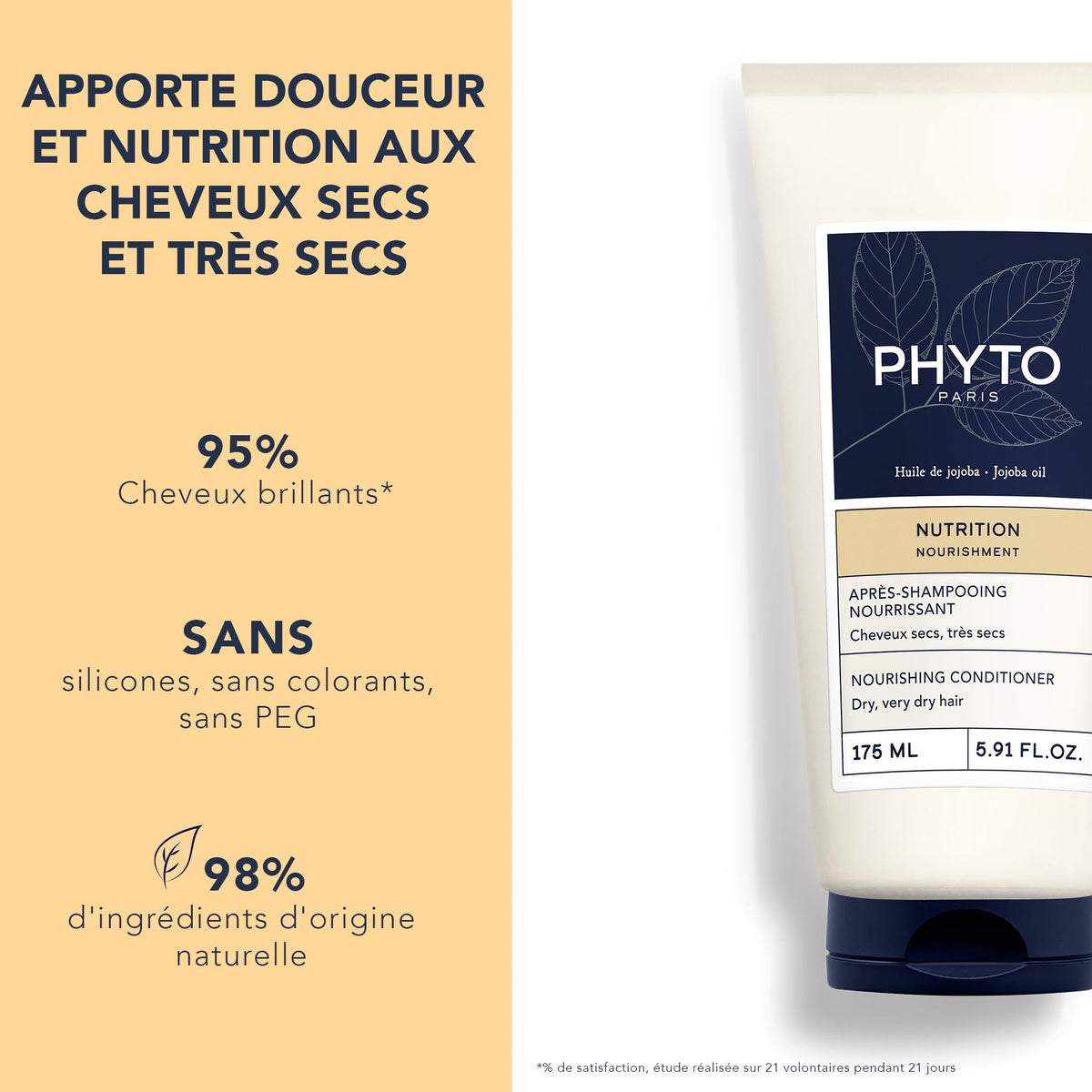 Phyto Nourishment Nourishing Conditioner detangling action on dry hair.