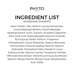 PHYTO Nourishment Shampoo on shelf ready for routine hydration.