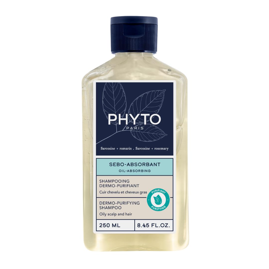 PHYTO Scalp Solutions Shampoo bottle pours for a refreshing cleanse on oily scalps.