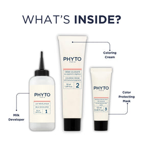 Close-up of scalp during PHYTO Phytocolor application highlighting scalp-friendly formula.