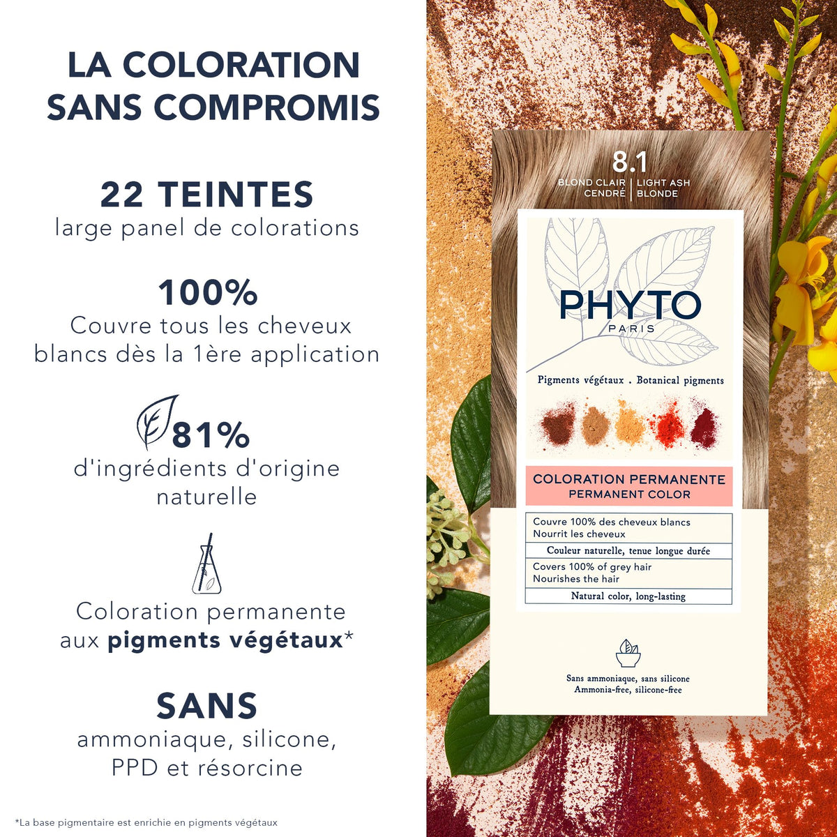 PHYTO Phytocolor swatches display the 8-1 shade for shade matching