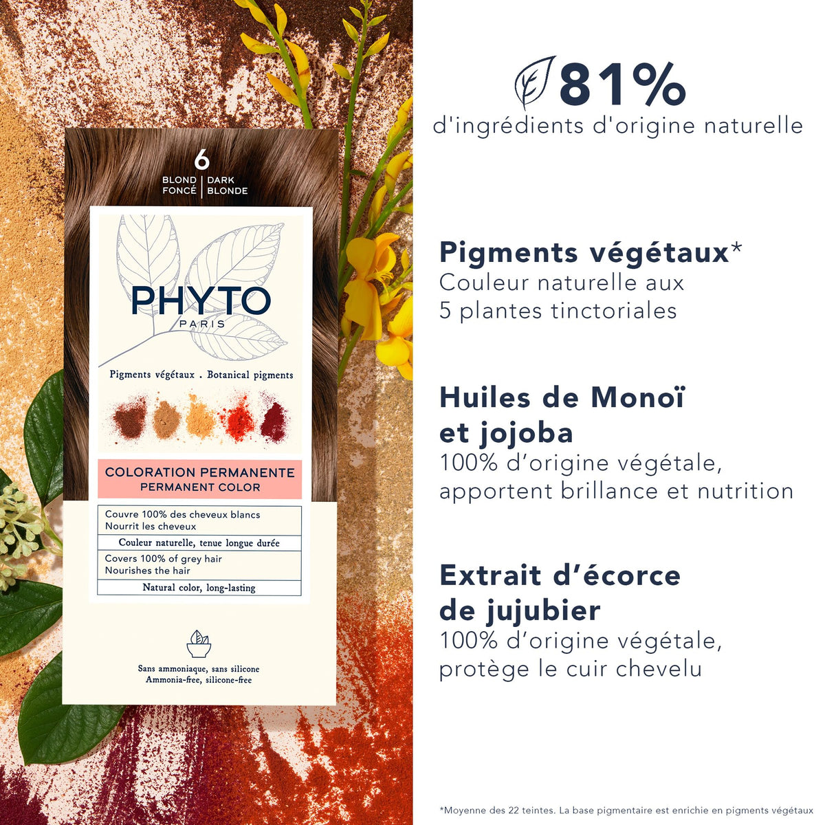 PHYTO Phytocolor coloring cream provides uniform color deposition across strands.