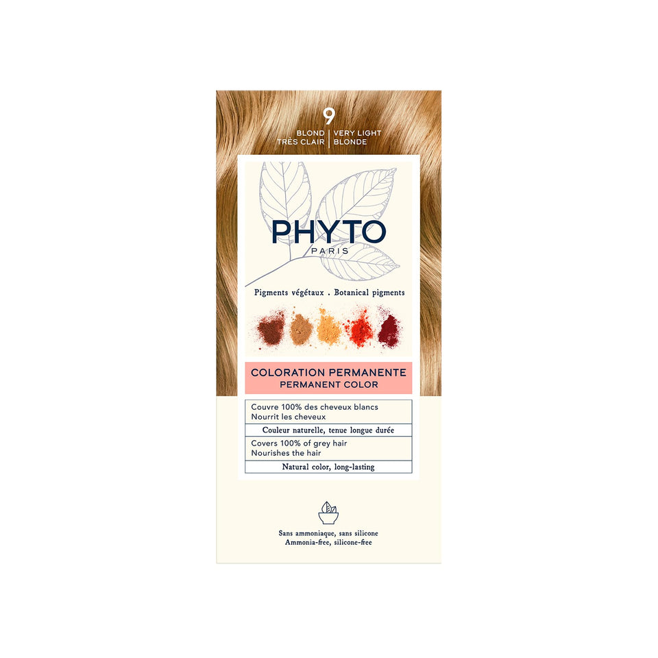 PHYTO Phytocolor 9 Very Light Blonde swatch for even color and shine