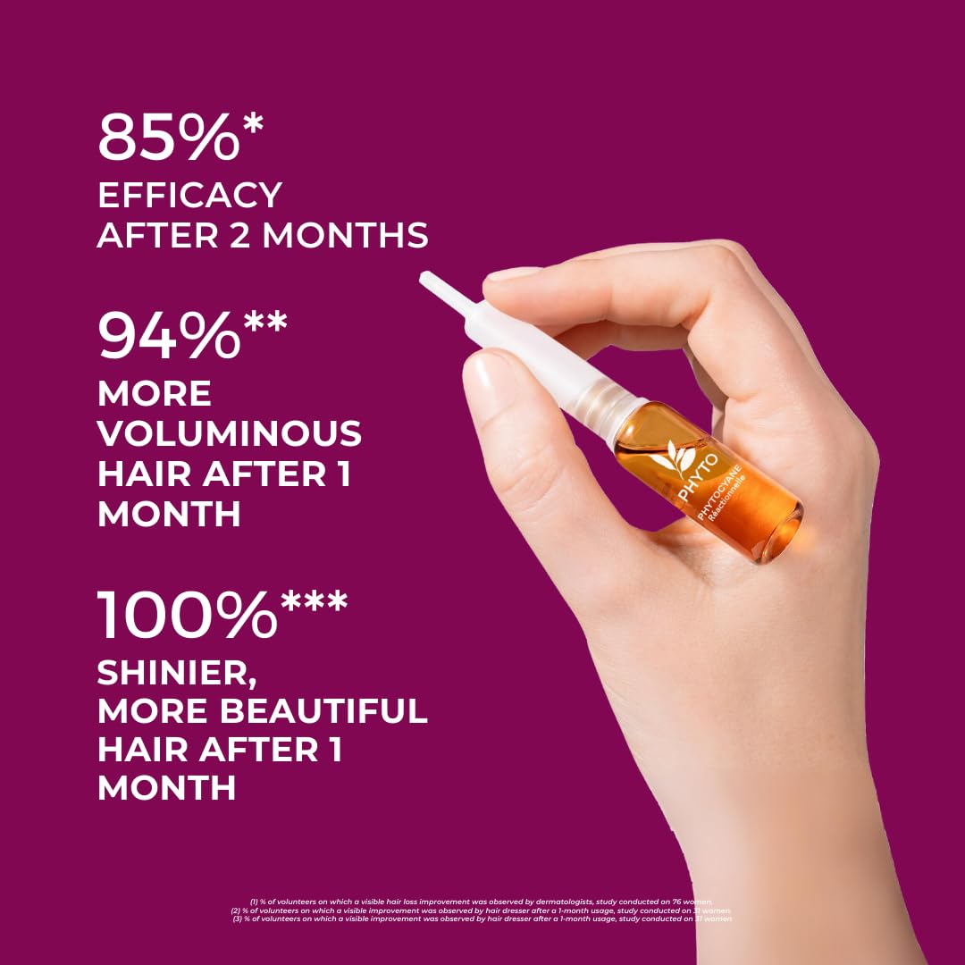 PHYTOCYANE serum dropper enables precise scalp application for targeted care.