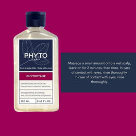 Shower scene with PHYTOCYANE bottle ready for daily use