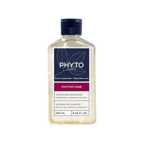 PHYTOCYANE shampoo bottle on display for invigorating scalp care