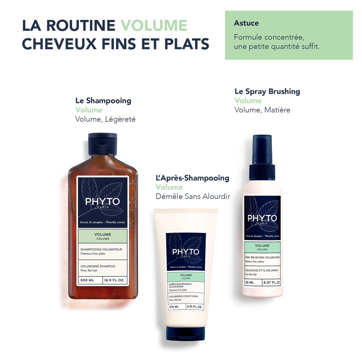 Shiny, textured strands after PHYTO Volume Shampoo indicating improved hair texture.
