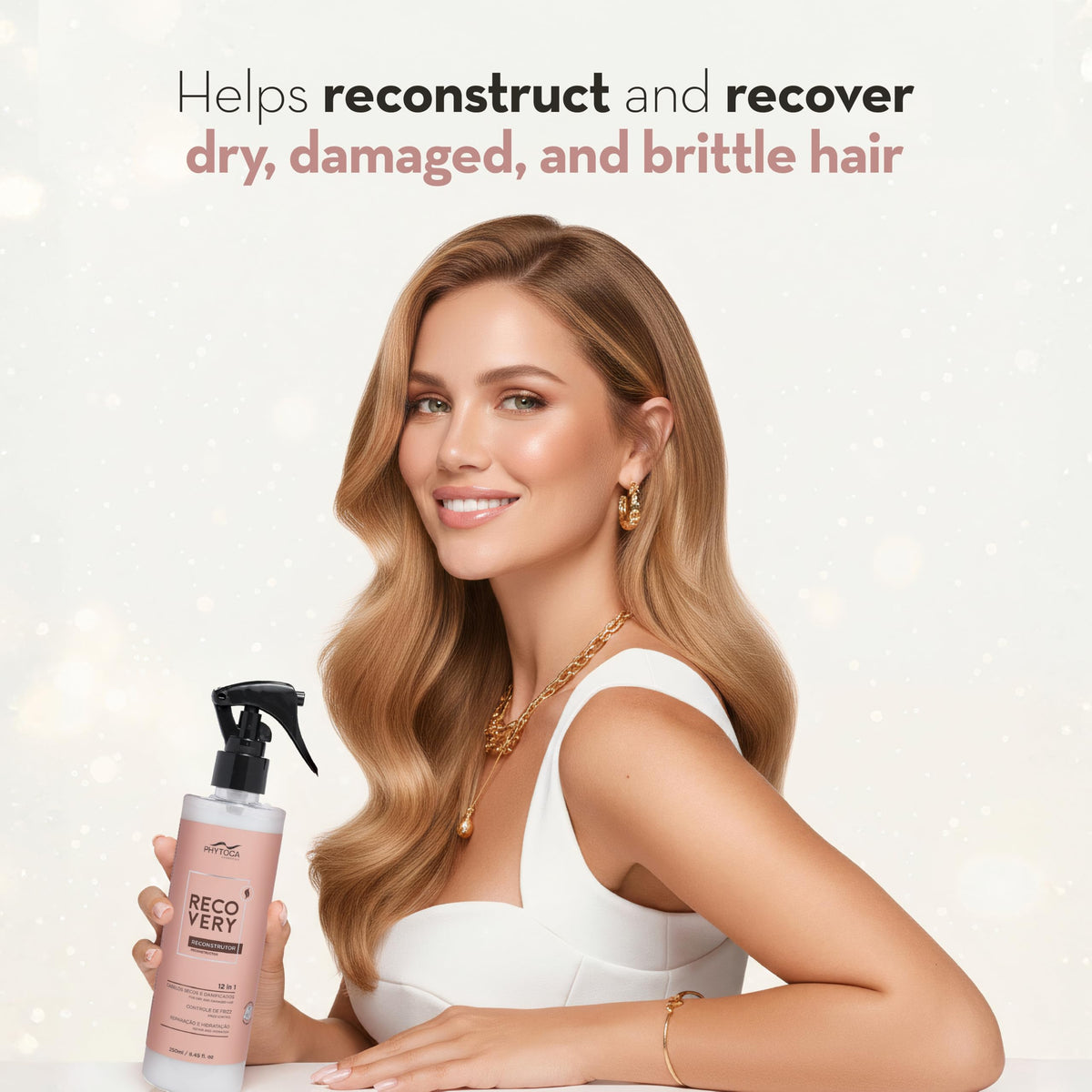 Phytoca Recovery Leave-In application scene demonstrates easy detangling.