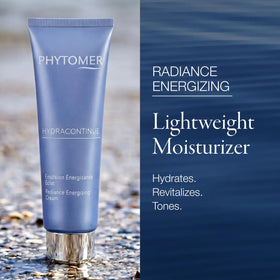 Phytomer Hydracontinue Radiance cream texture on skin demonstrating non-greasy finish