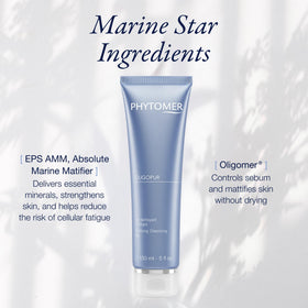 Phytomer Oligopur face and neck massage shows circular cleansing for refreshed skin.