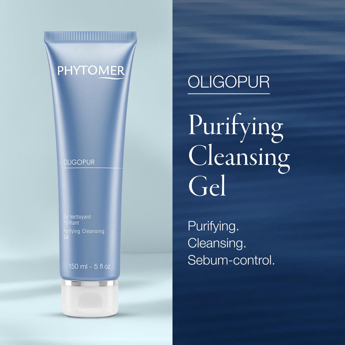 Phytomer Oligopur texture closeup highlights purifying gel for congested skin.