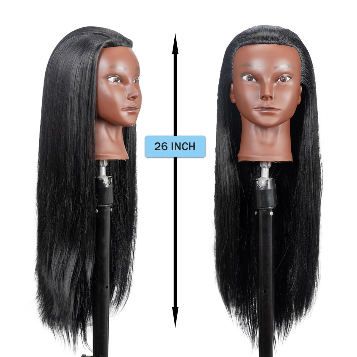 piaou doll head with clamp holder secured for stable braiding practice