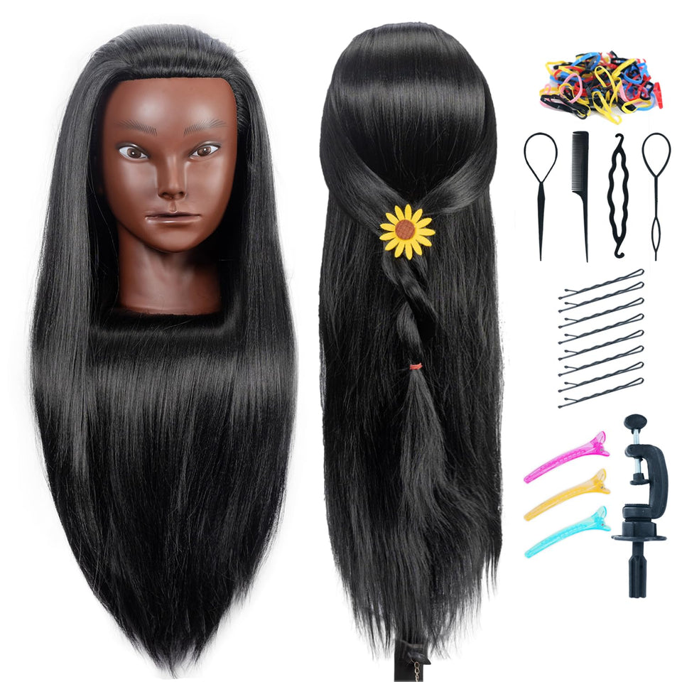 piaou training head shows 26-28 inch hair length for practice and precision styling