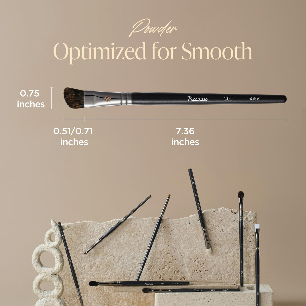 Piccasso 201 nose shading brush bristles detail highlighting soft synthetic hair for gentle application.