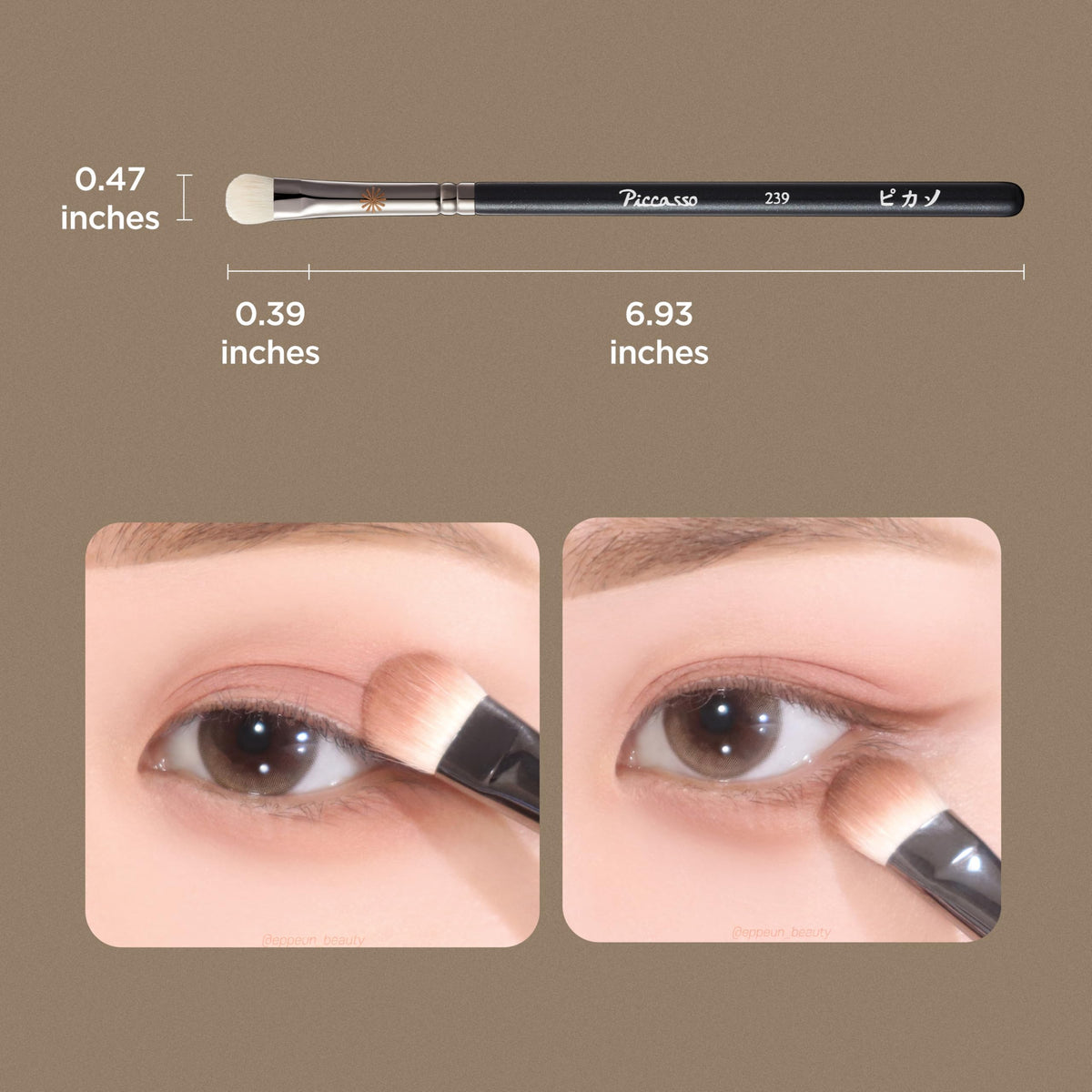 Piccasso 239 Eyeshadow Brush blends shadows around outer corners with precision.