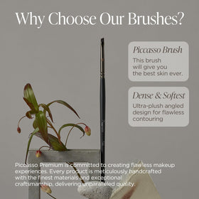 Piccasso 722 angled eyeliner brush suitable for liquid eyeliner application and precise control.