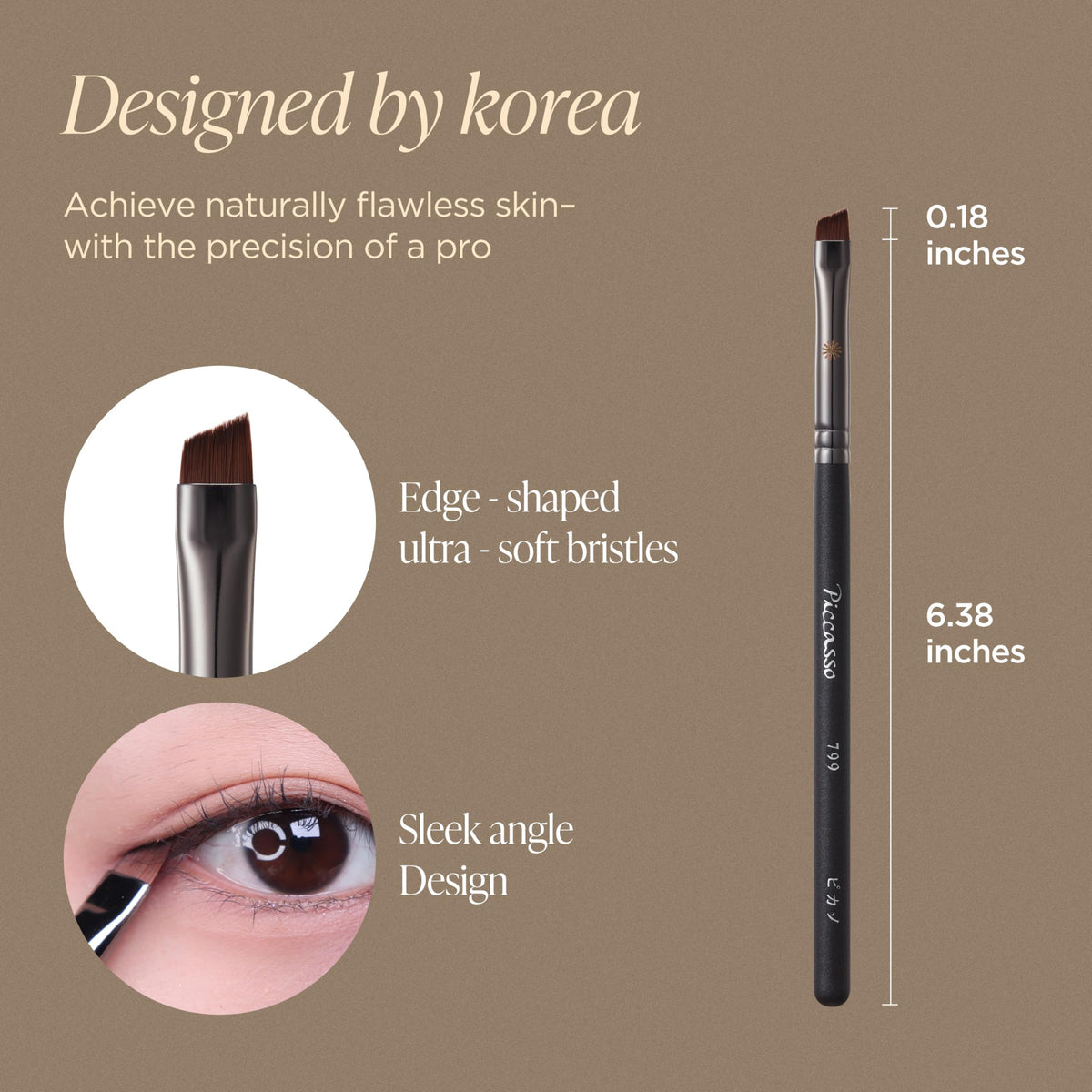 Piccasso 799 Edge Eyeliner Brush slanted tip for smooth precision
