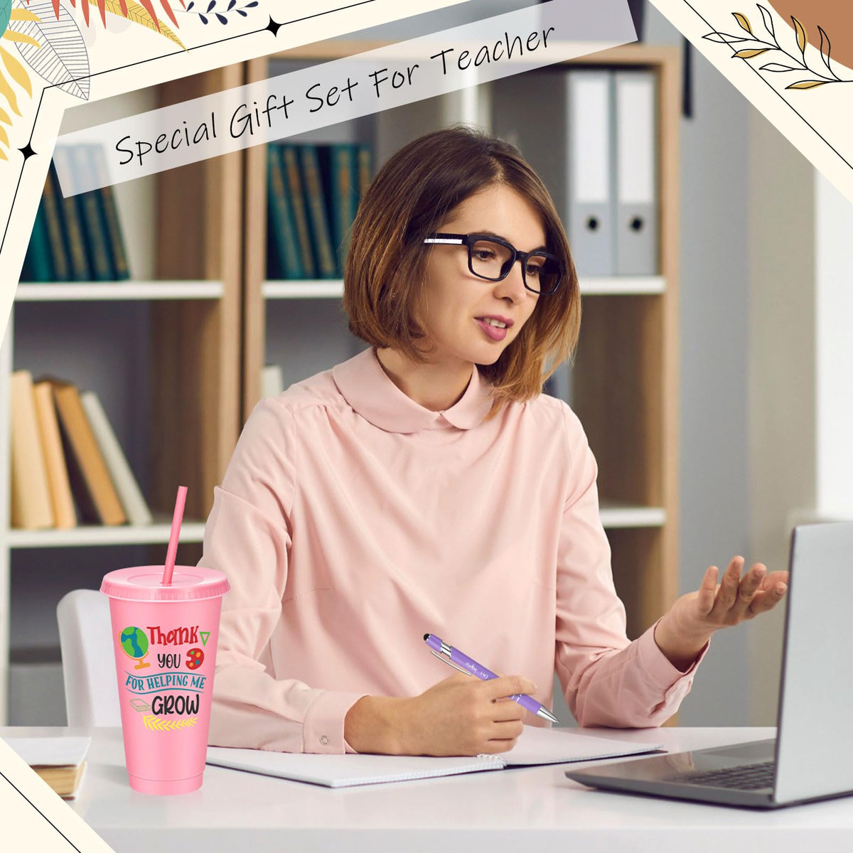 Pickmesh day-themed cup print with thanks message for Teacher's Day.