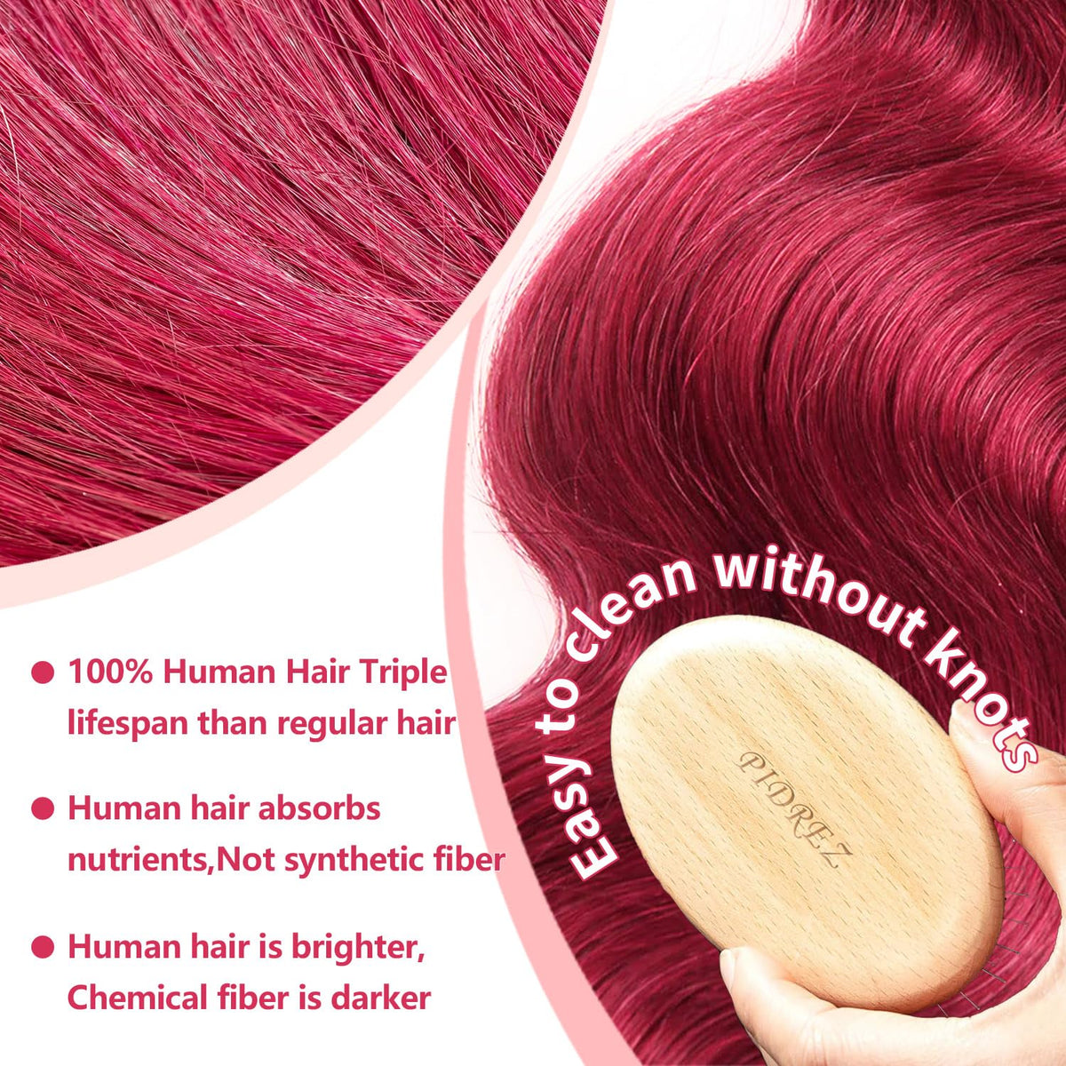 Pidrez 180% density human hair wig delivering fuller, natural movement