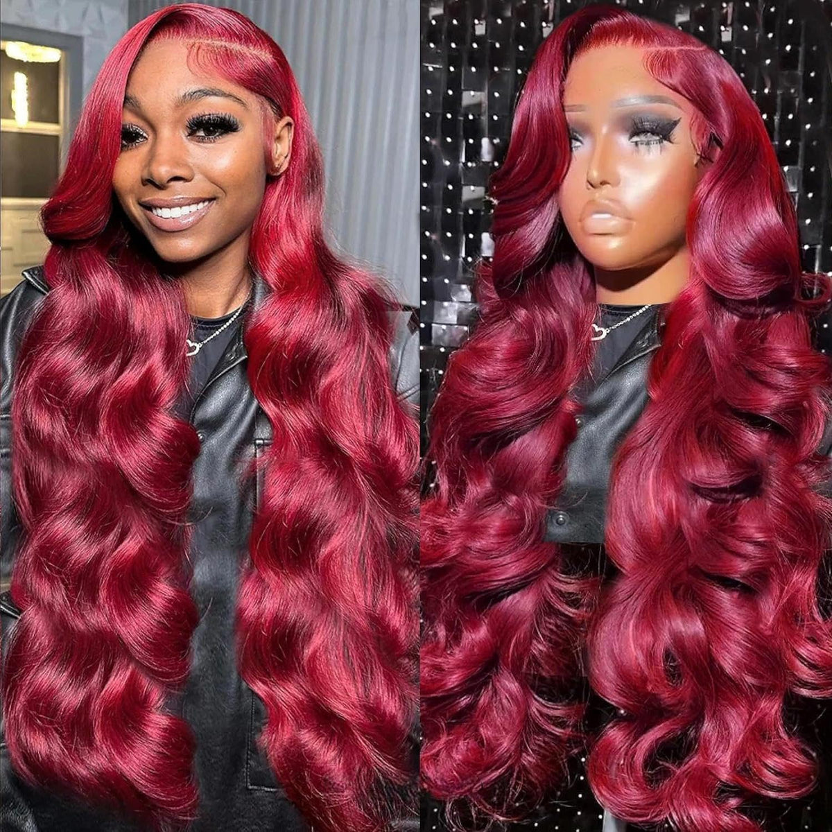 Pidrez 99j Burgundy lace front wig with natural hairline and 28-inch length for a flawless look