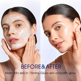 Applying mask on face demonstrates non-rinse overnight use
