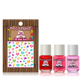 Piggy Paint heart eyes nail polish trio with smooth application.