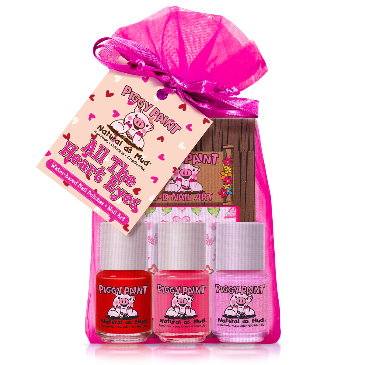 Piggy Paint All the Heart Eyes gift set packaging, kid-safe color fun.