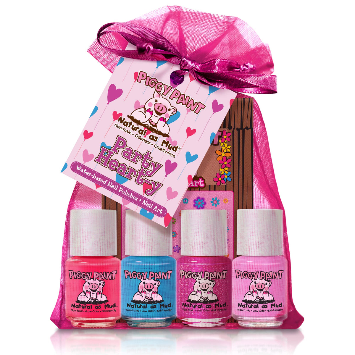 Piggy Paint Party Hearty four-polish bottles in kid-friendly colors for safe play