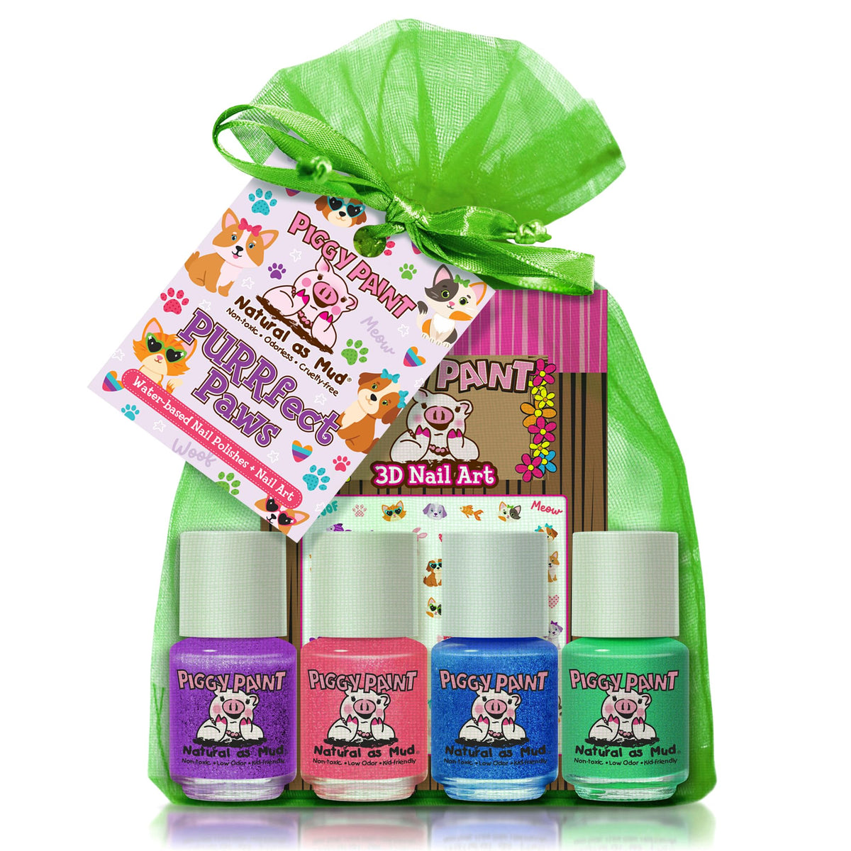 Piggy Paint PURRfect Paws bottle view shows non-toxic kid-friendly polish.