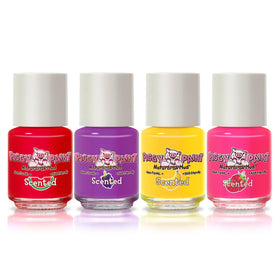 Closeup of Piggy Paint bottle highlighting non-toxic formula.