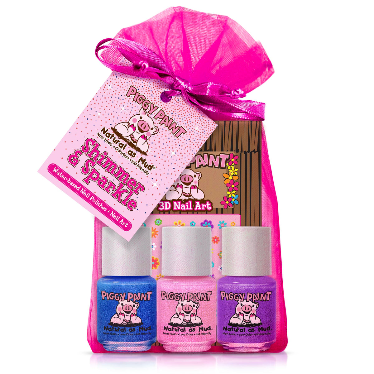 Piggy Paint shimmer-sparkle set for kid-safe, vibrant nails