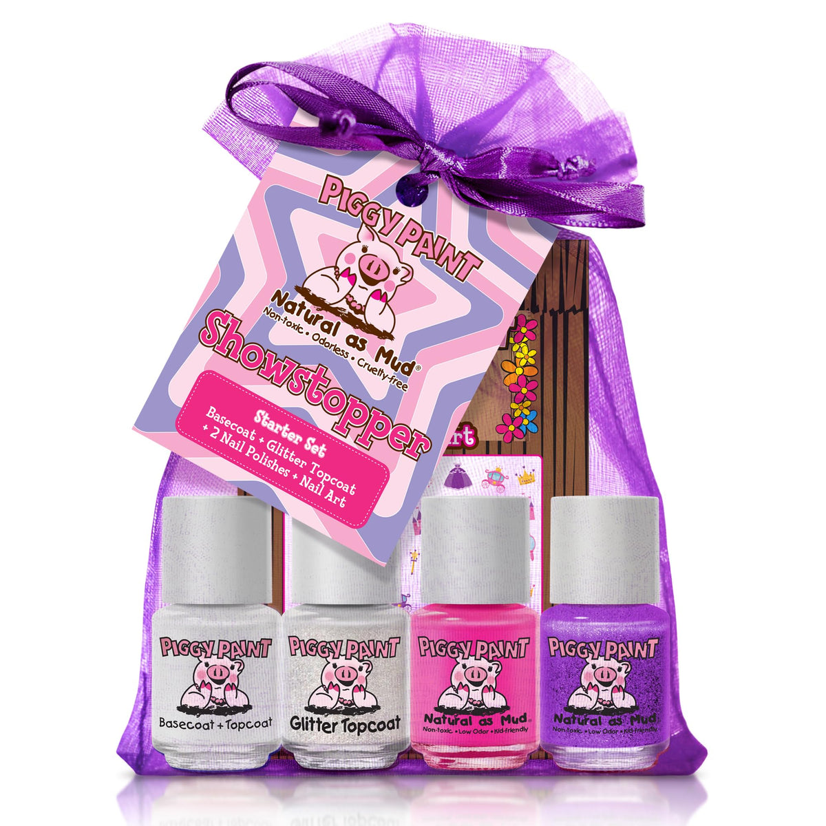 Piggy Paint Showstopper Starter Set basecoat for long wear and a solid base