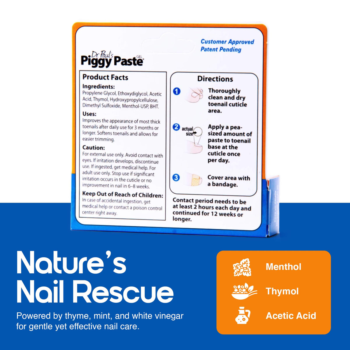 Piggy Paste application tube demonstrates easy, precise nail treatment at home.