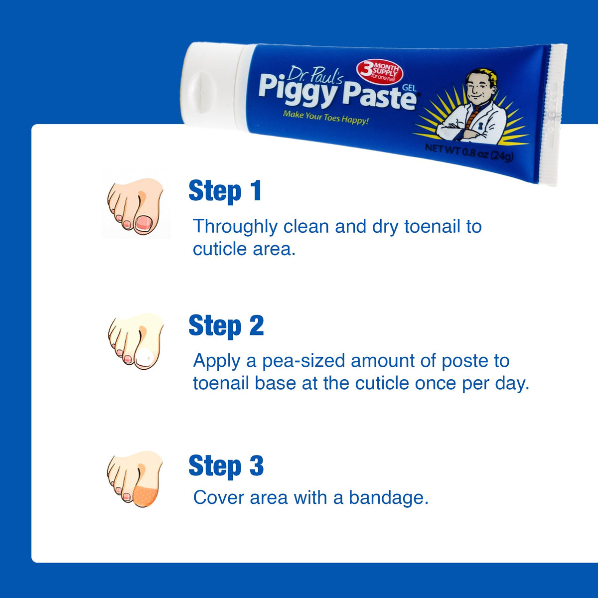 Piggy Paste nails before-after shows thick nails improving toward healthier appearance.