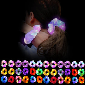 Piklodo 36Pcs Light Up Scrunchies in neon colors for vibrant party looks.